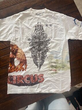 Travis Scott White Short Sleeve Tee with Multicolor Graphic